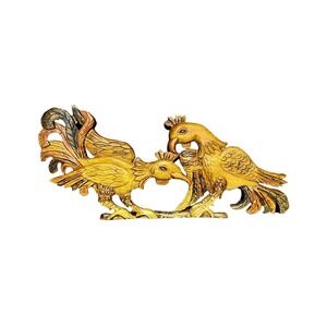 Vintage Hand Carved & Painted Wooden Chicken Wall Sculpture 20X9 Inches Folk Art